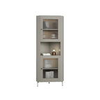Vitrine d'angle à étagères réglables en bois vert