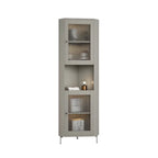 Vitrine d'angle à étagères réglables en bois vert