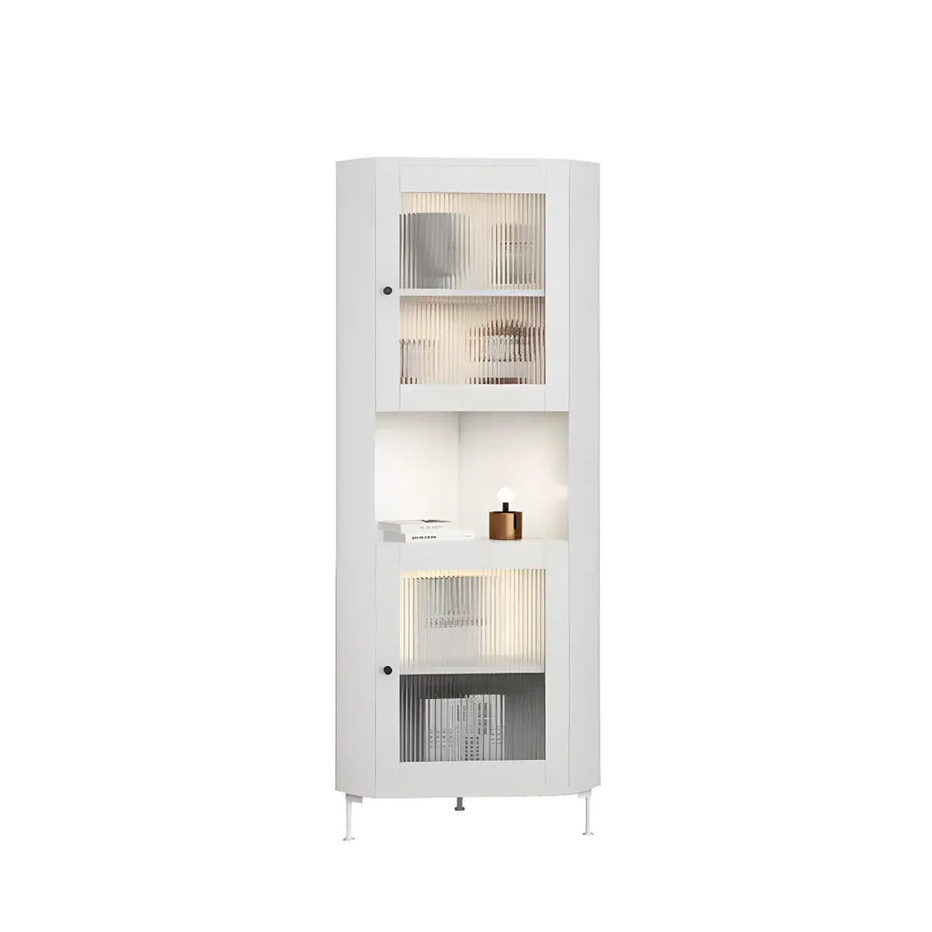 Vitrine d'angle à étagères réglables en bois vert