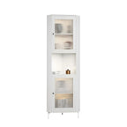 Vitrine d'angle à étagères réglables en bois vert