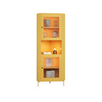 Vitrine d'angle à étagères réglables en bois vert