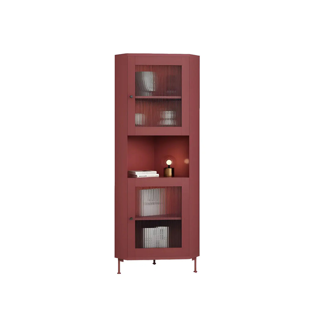 Vitrine d'angle à étagères réglables en bois vert