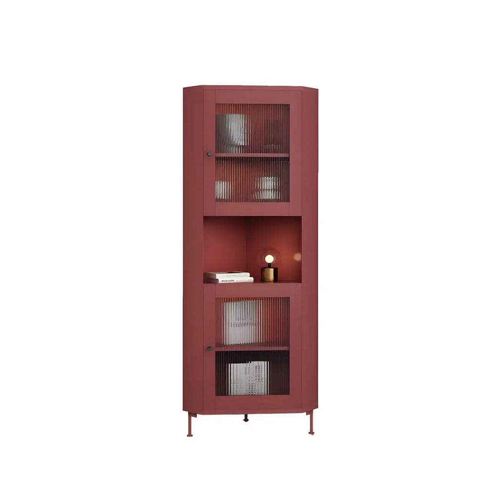 Vitrine d'angle à étagères réglables en bois vert
