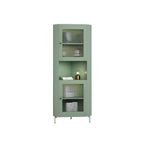 Vitrine d'angle à étagères réglables en bois vert