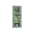 Vitrine d'angle à étagères réglables en bois vert