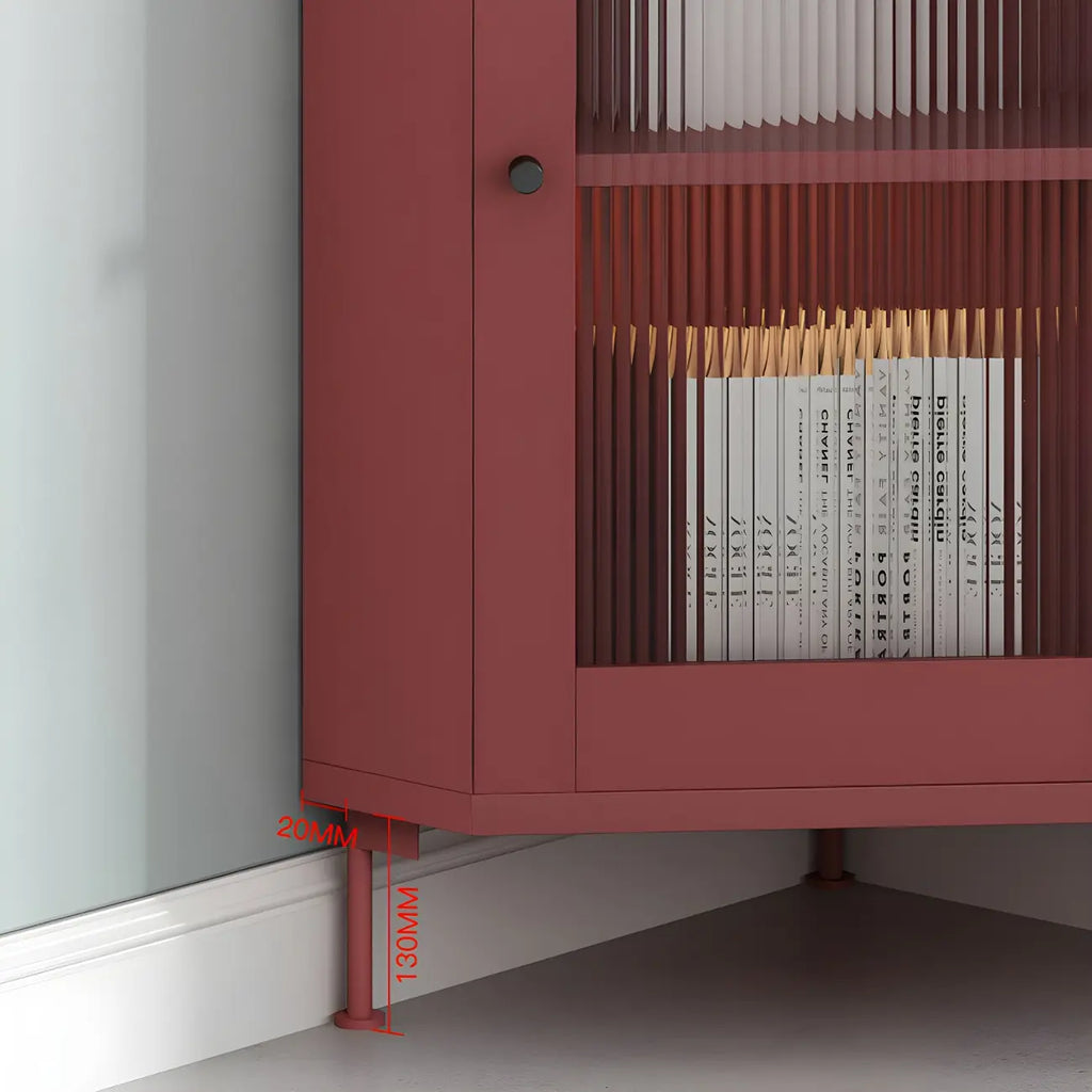 Vitrine d'angle à étagères réglables en bois vert