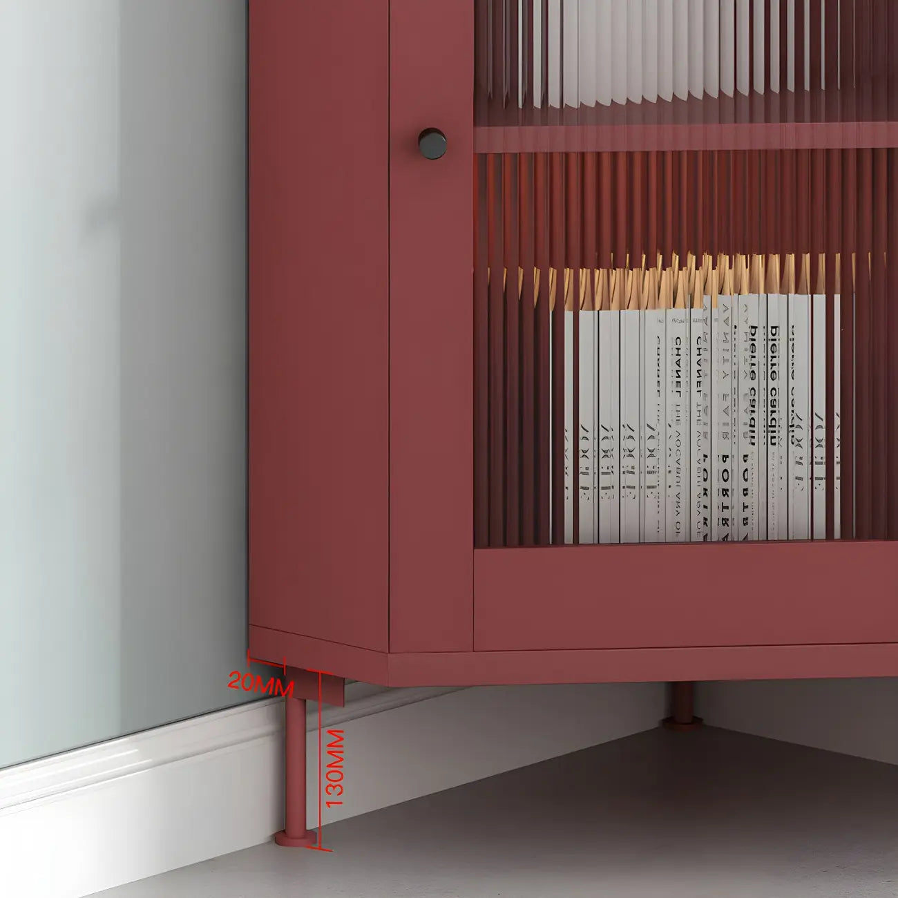 Vitrine d'angle à étagères réglables en bois vert