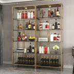 Vitrine standard moderne à étagère en verre doré