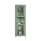 Vitrine d'angle à étagères réglables en bois vert