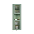 Vitrine d'angle à étagères réglables en bois vert