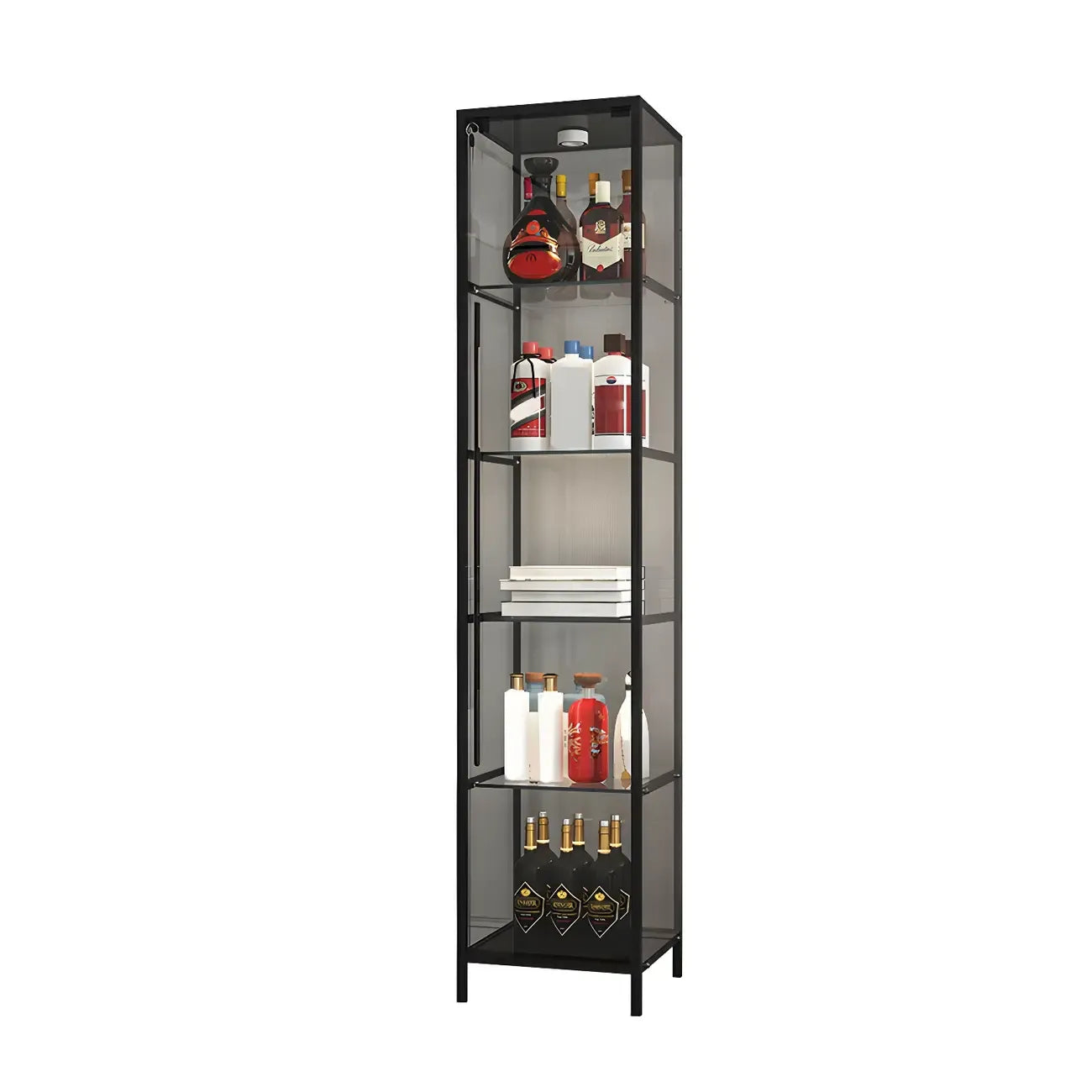 Vitrine standard moderne à étagère en verre doré