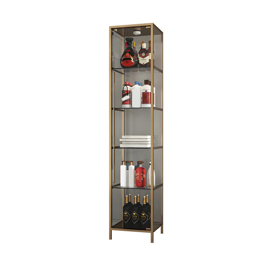 Vitrine standard moderne à étagère en verre doré