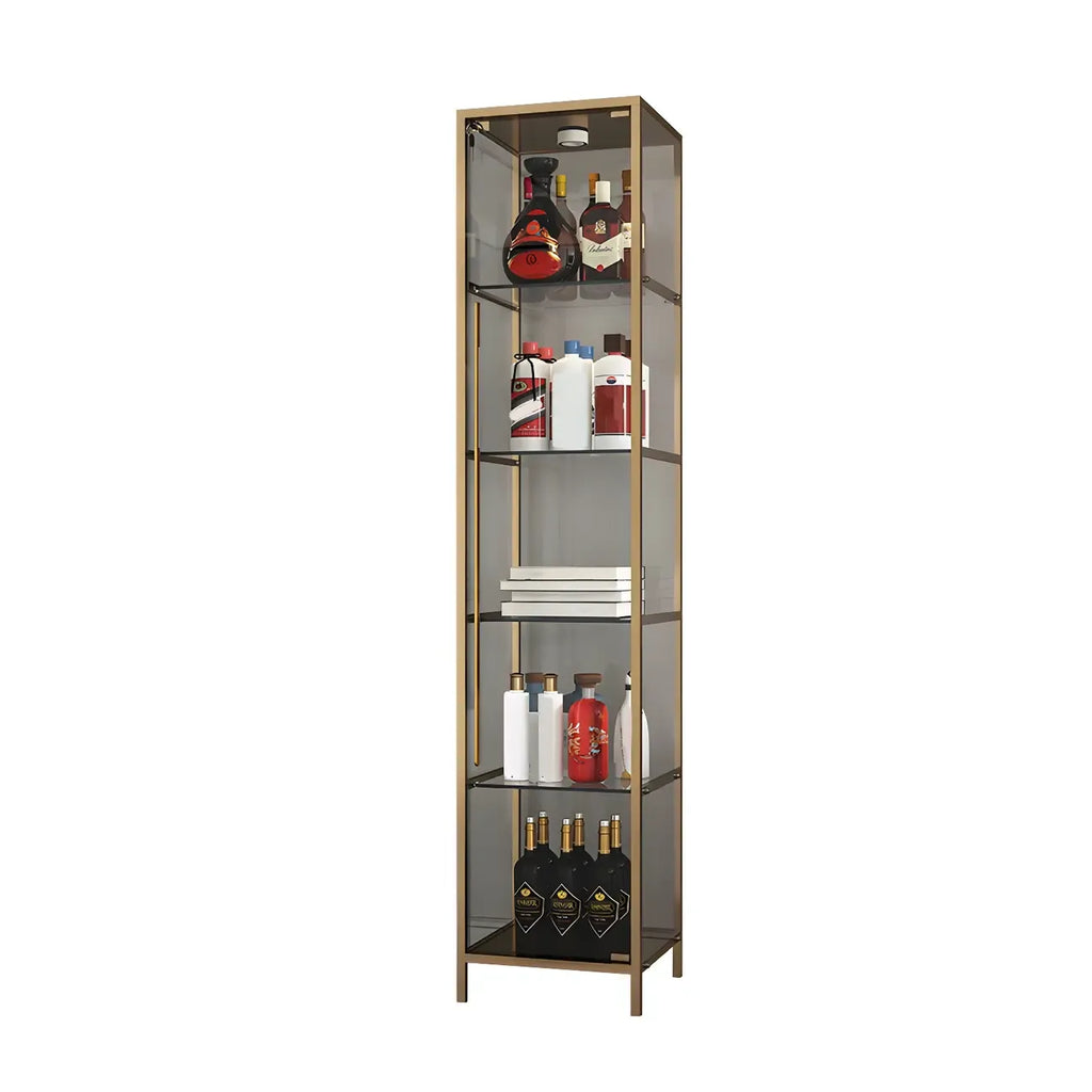 Vitrine standard moderne à étagère en verre doré