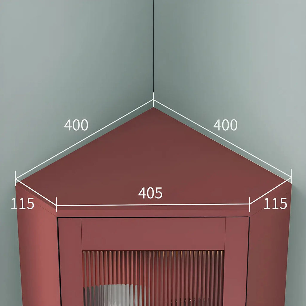 Vitrine d'angle à étagères réglables en bois vert