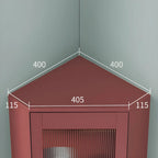 Vitrine d'angle à étagères réglables en bois vert