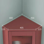 Vitrine d'angle à étagères réglables en bois vert
