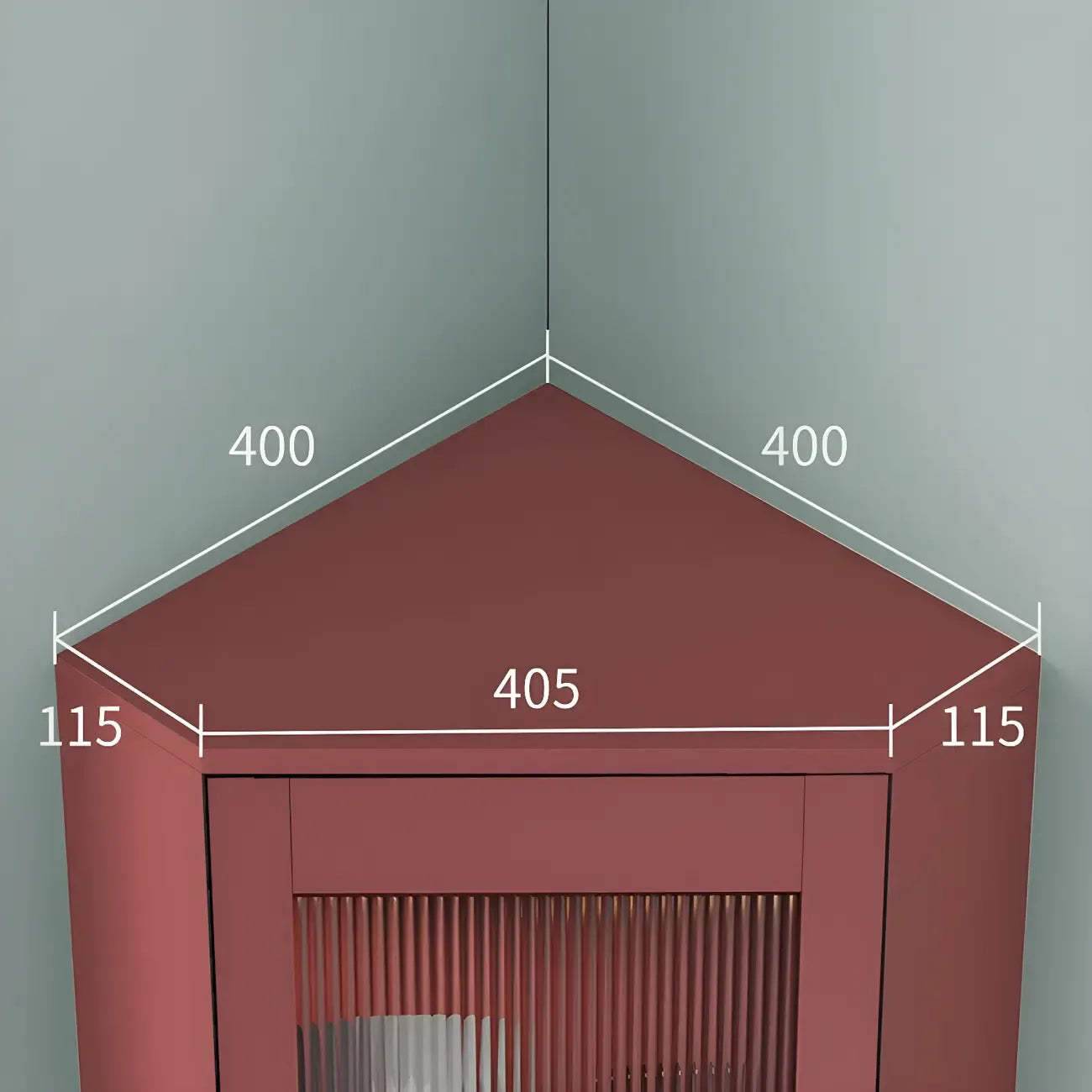 Vitrine d'angle à étagères réglables en bois vert