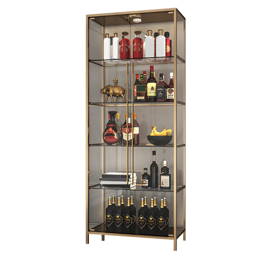 Vitrine standard moderne à étagère en verre doré