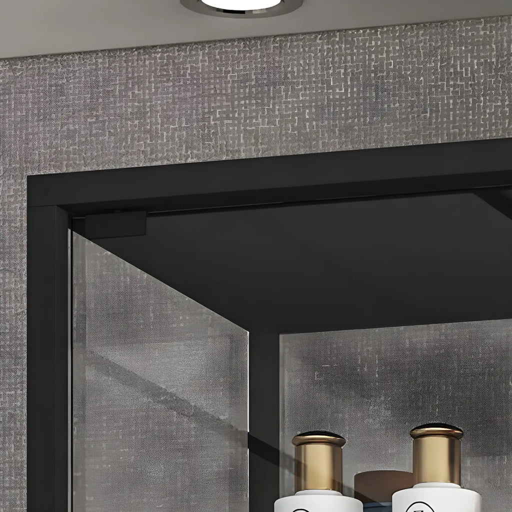 Vitrine standard moderne à étagère en verre doré