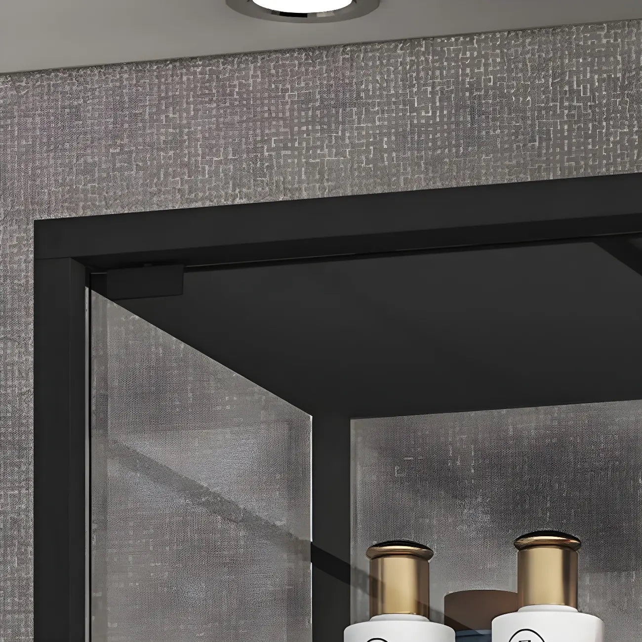 Vitrine standard moderne à étagère en verre doré