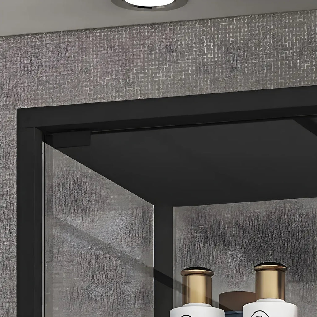 Vitrine standard moderne à étagère en verre doré