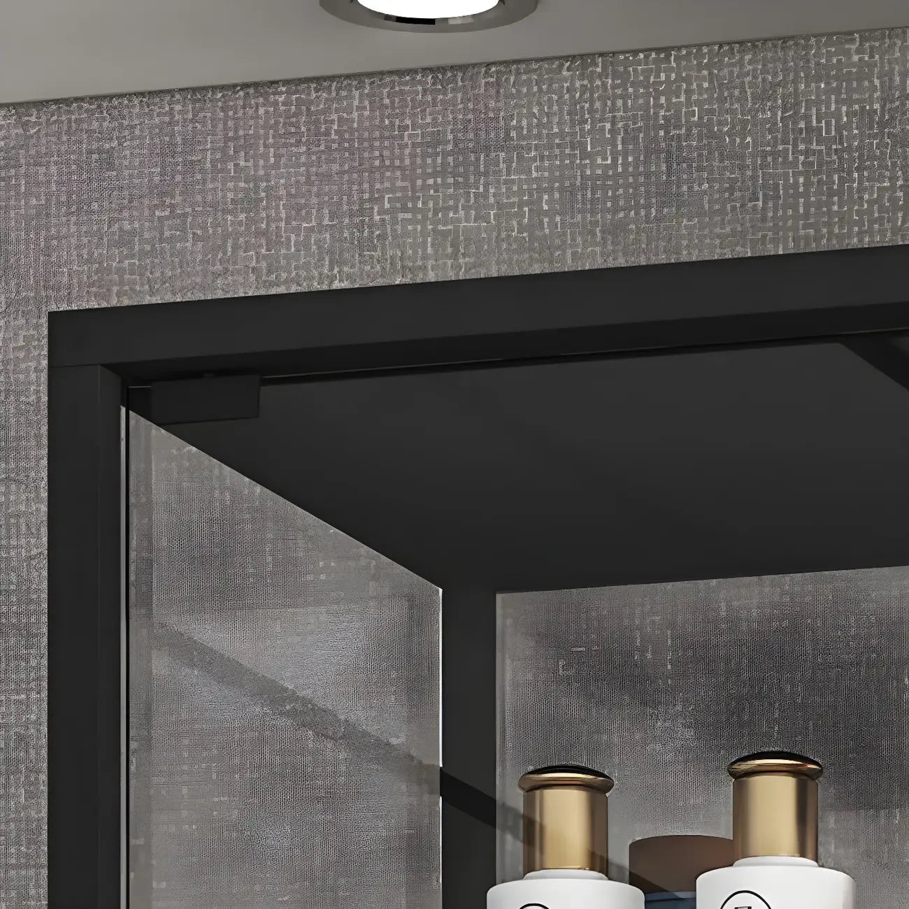 Vitrine standard moderne à étagère en verre doré