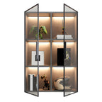Vitrine murale en bois noir à plusieurs étagères