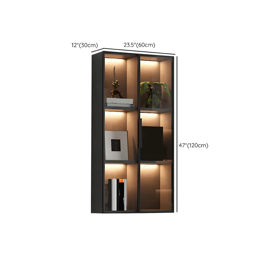 Vitrine murale en bois noir à plusieurs étagères