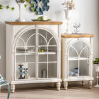 Vitrine classique en bois avec portes blanches cintrées pour la maison