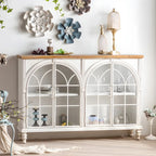 Vitrine classique en bois avec portes blanches cintrées pour la maison