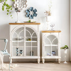 Vitrine classique en bois avec portes blanches cintrées pour la maison