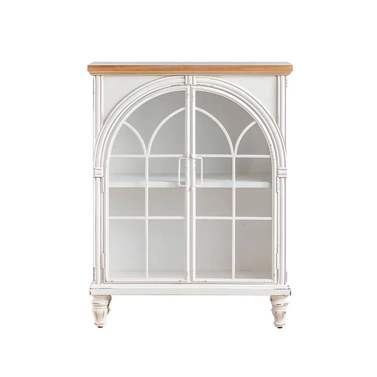 Vitrine classique en bois avec portes blanches cintrées pour la maison