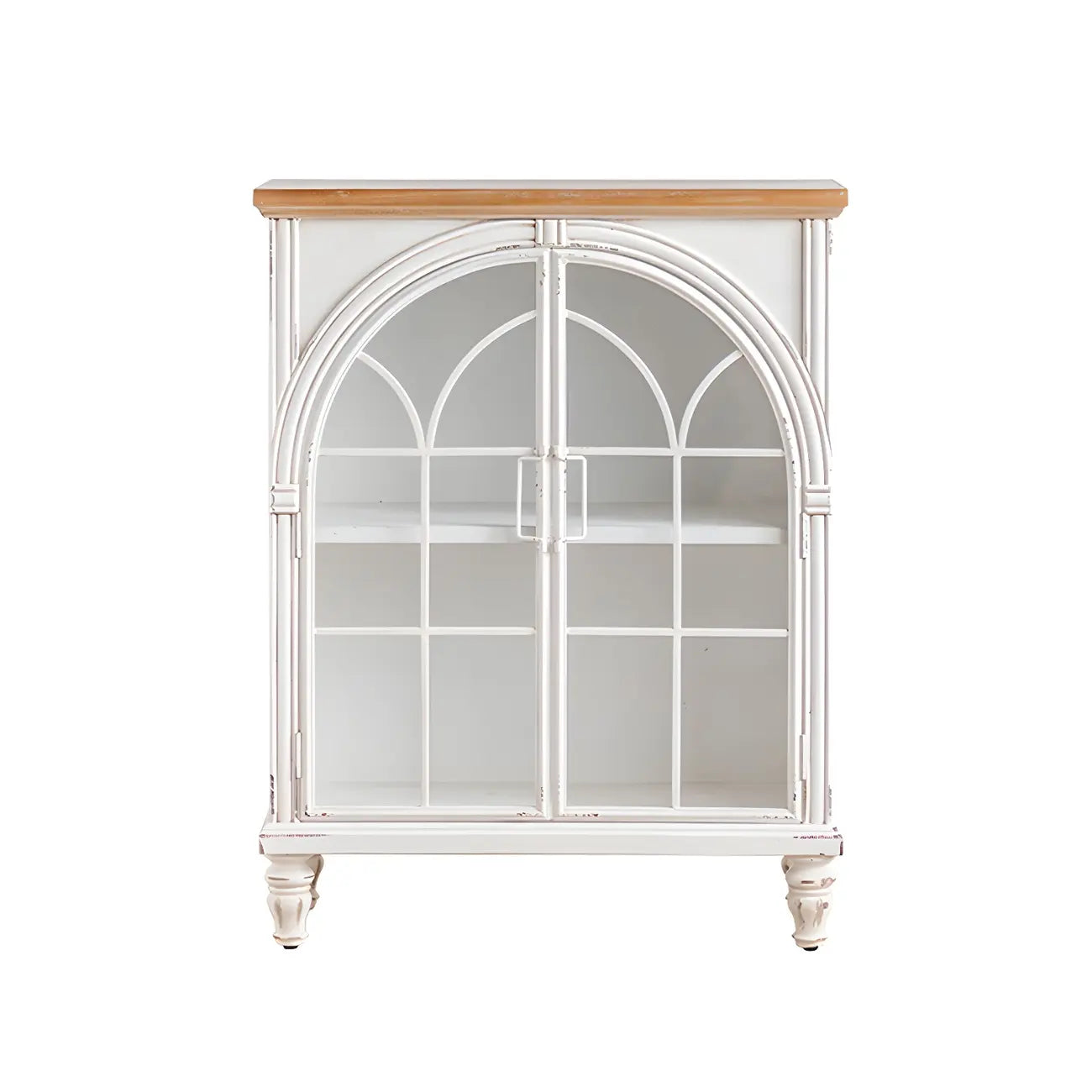 Vitrine classique en bois avec portes blanches cintrées pour la maison