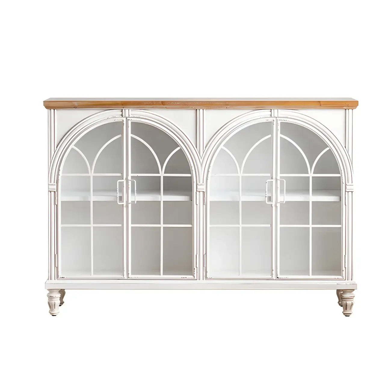 Vitrine classique en bois avec portes blanches cintrées pour la maison