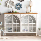 Vitrine classique en bois avec portes blanches cintrées pour la maison