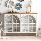 Vitrine classique en bois avec portes blanches cintrées pour la maison
