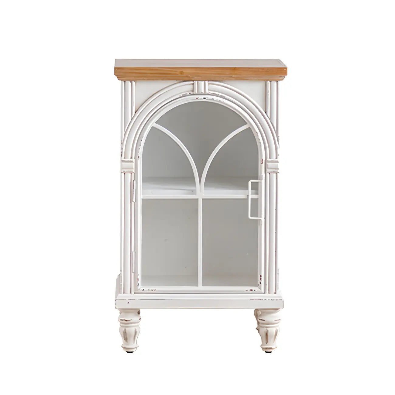 Vitrine classique en bois avec portes blanches cintrées pour la maison