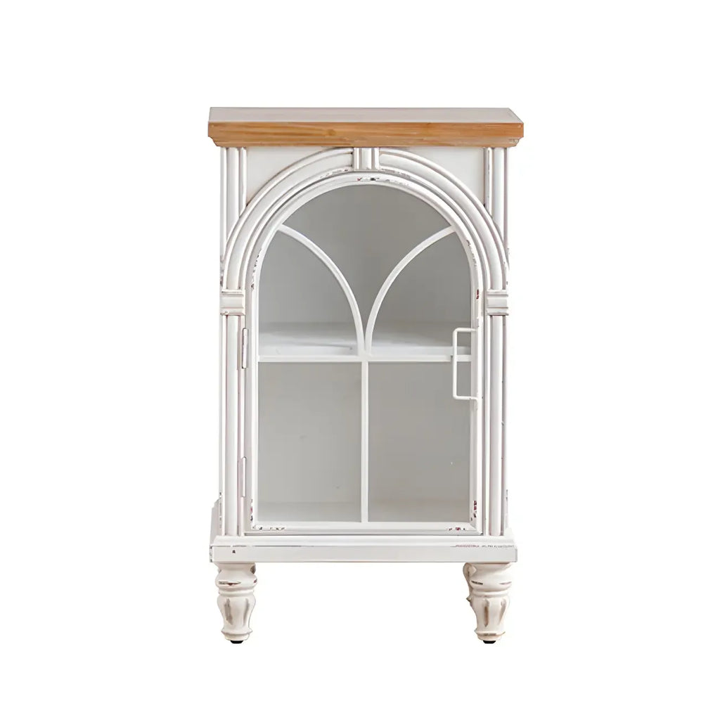 Vitrine classique en bois avec portes blanches cintrées pour la maison