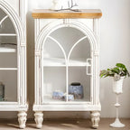 Vitrine classique en bois avec portes blanches cintrées pour la maison
