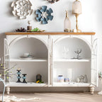 Vitrine classique en bois avec portes blanches cintrées pour la maison
