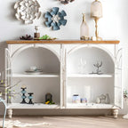 Vitrine classique en bois avec portes blanches cintrées pour la maison