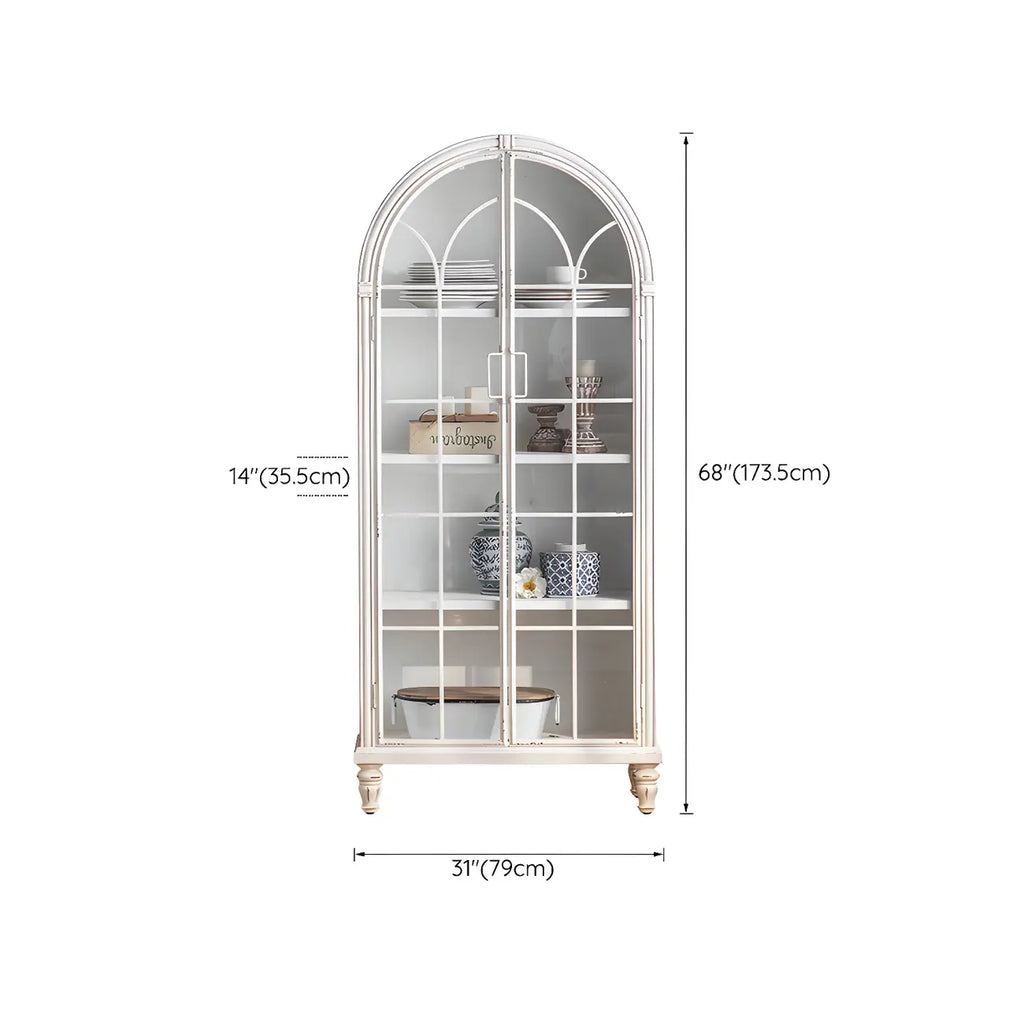 Vitrine classique en bois avec portes blanches cintrées pour la maison