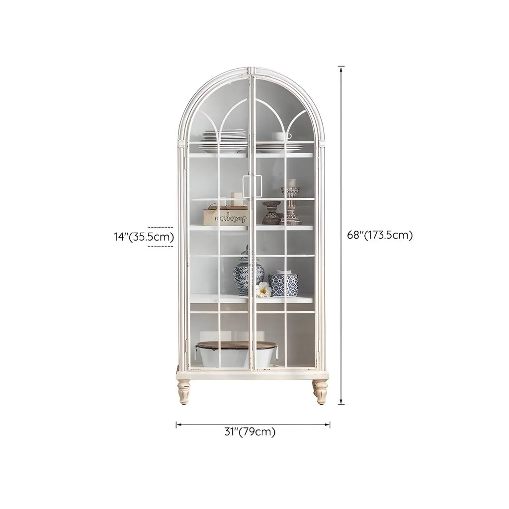 Vitrine classique en bois avec portes blanches cintrées pour la maison