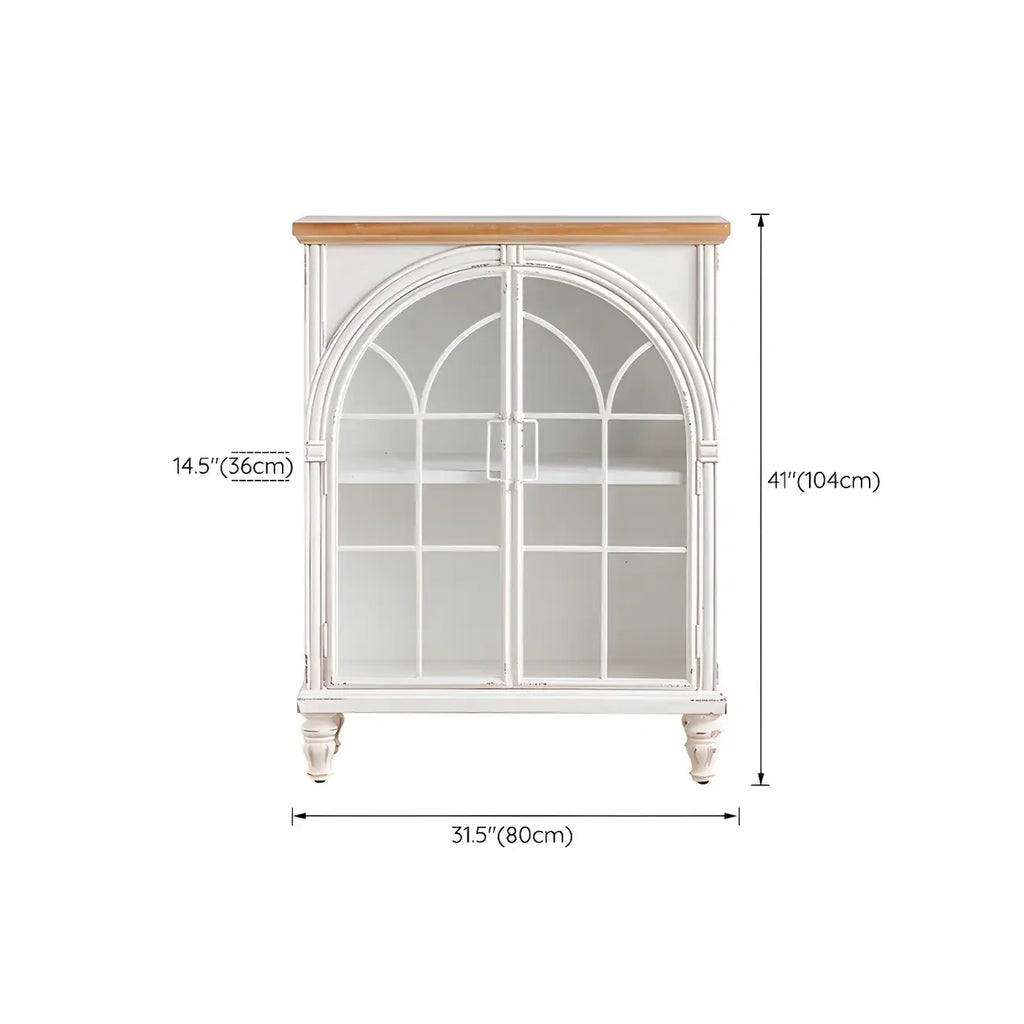 Vitrine classique en bois avec portes blanches cintrées pour la maison