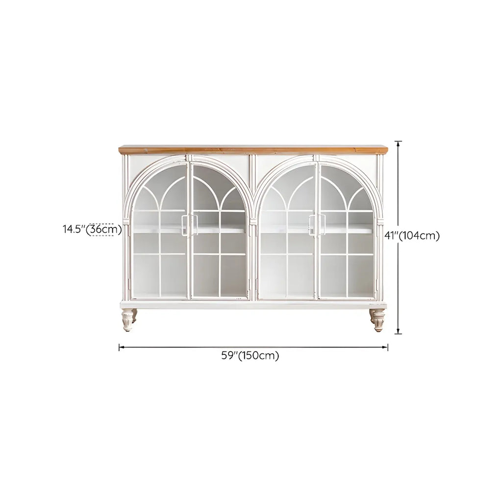 Vitrine classique en bois avec portes blanches cintrées pour la maison
