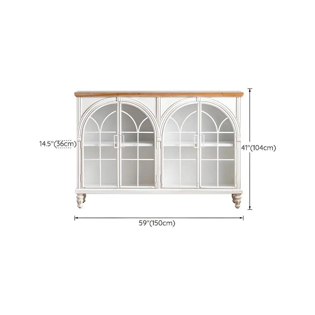 Vitrine classique en bois avec portes blanches cintrées pour la maison