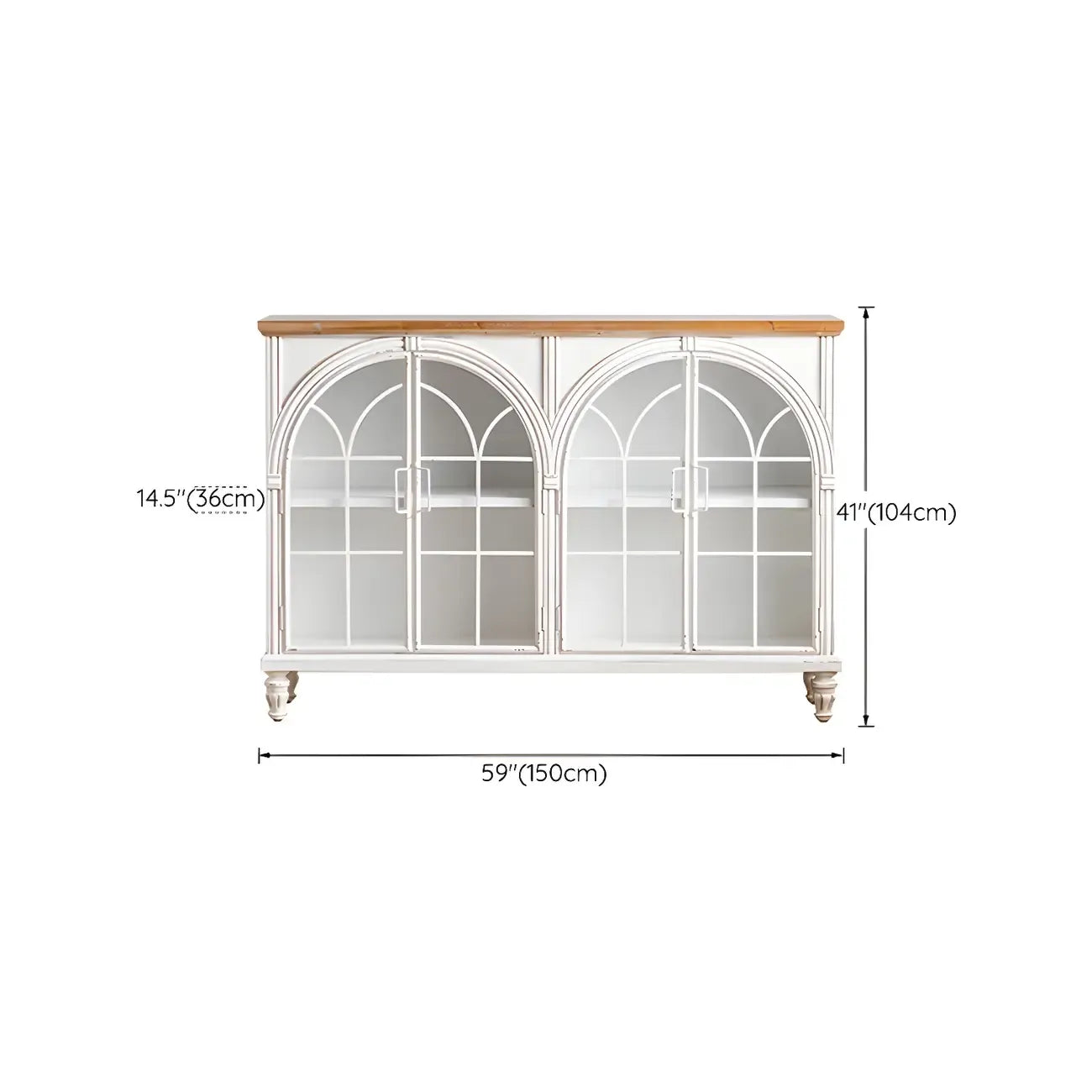 Vitrine classique en bois avec portes blanches cintrées pour la maison