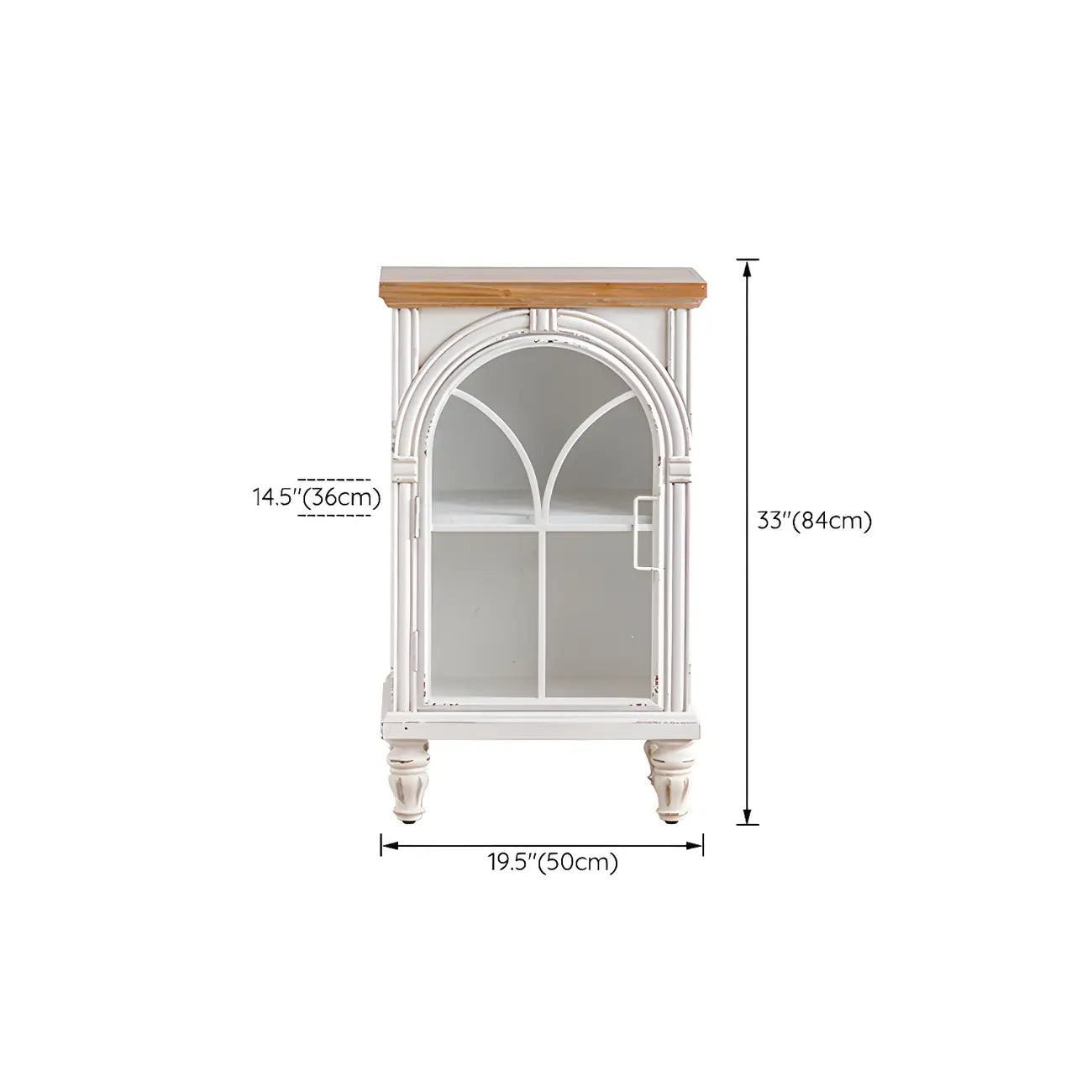 Vitrine classique en bois avec portes blanches cintrées pour la maison