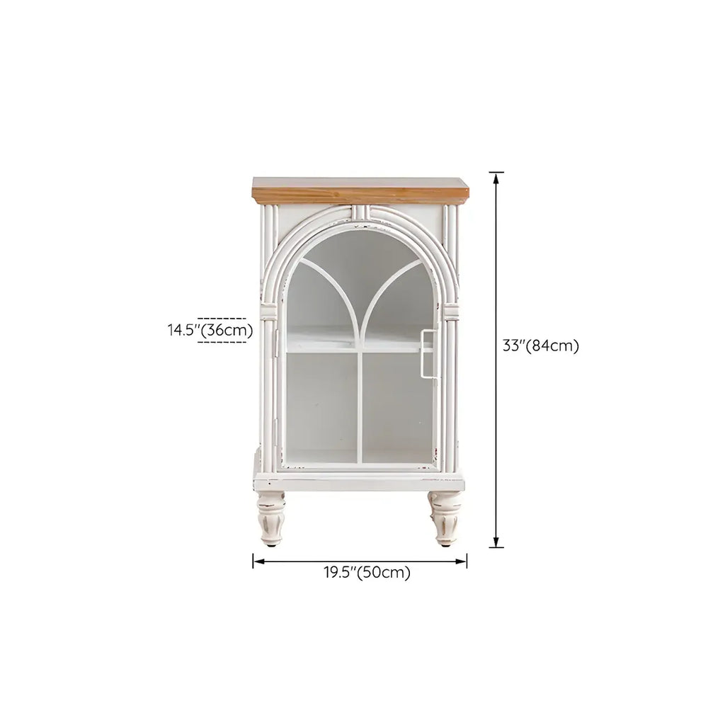 Vitrine classique en bois avec portes blanches cintrées pour la maison