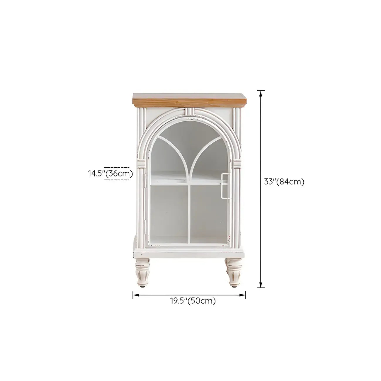Vitrine classique en bois avec portes blanches cintrées pour la maison